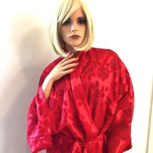 Victoria's Secret Christmas Red Satin Robe M/L